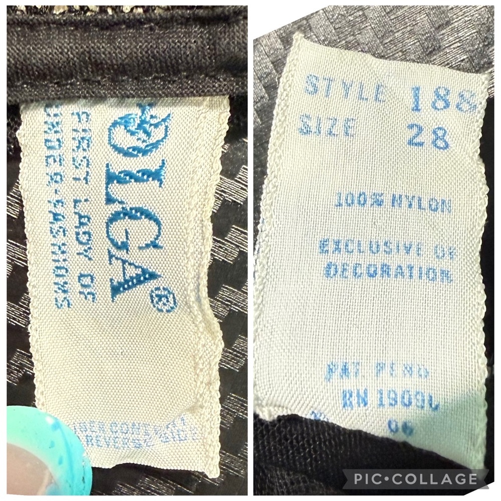 🖤 Vintage Olga Sheer Garter Belt Black Nylon 60s Fig Applique USA Size 28 - Picture 11 of 13